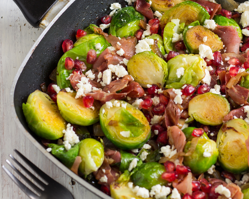 Winter Pomegranate Brussels Salad